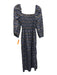 Ann Mashburn Size S Blue, Red, Brown Cotton Shirred Floral Midi Dress Blue, Red, Brown / S