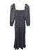 Ann Mashburn Size S Blue, Red, Brown Cotton Shirred Floral Midi Dress Blue, Red, Brown / S