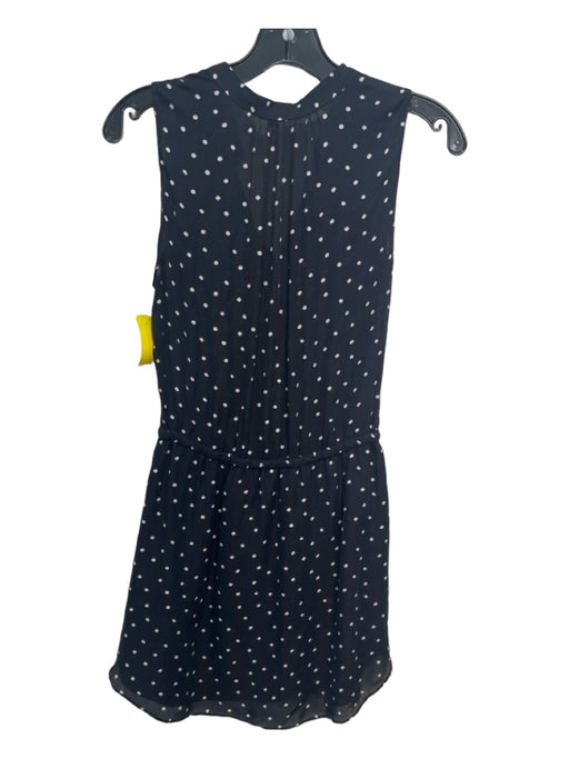 Babaton Size XS Black & White Silk Polka Dots Round Split Neck Sleeveless Dress Black & White / XS