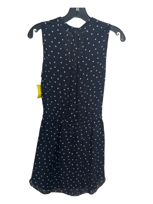 Babaton Size XS Black & White Silk Polka Dots Round Split Neck Sleeveless Dress Black & White / XS