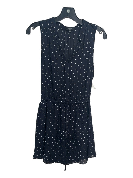 Babaton Size XS Black & White Silk Polka Dots Round Split Neck Sleeveless Dress Black & White / XS