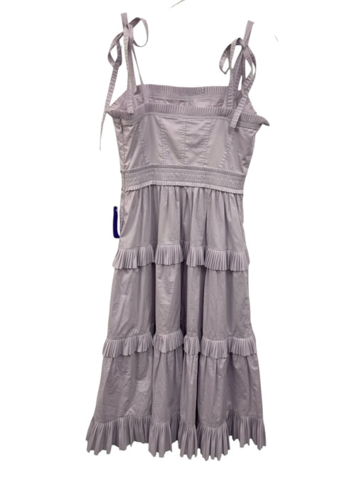 Ulla Johnson Size 2 Lavender Purple Cotton Pleated Trim Tie Straps Midi Dress Lavender Purple / 2