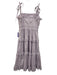 Ulla Johnson Size 2 Lavender Purple Cotton Pleated Trim Tie Straps Midi Dress Lavender Purple / 2