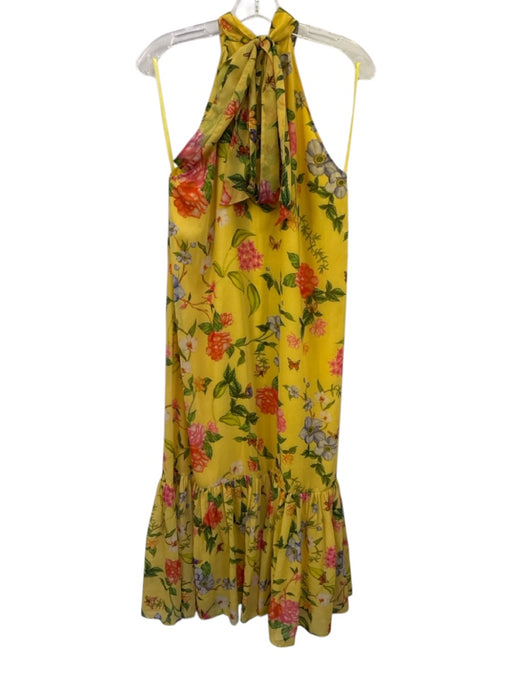 Alden Adair Size S Yellow & Multi Polyester Chiffon Floral high neck Midi Dress Yellow & Multi / S