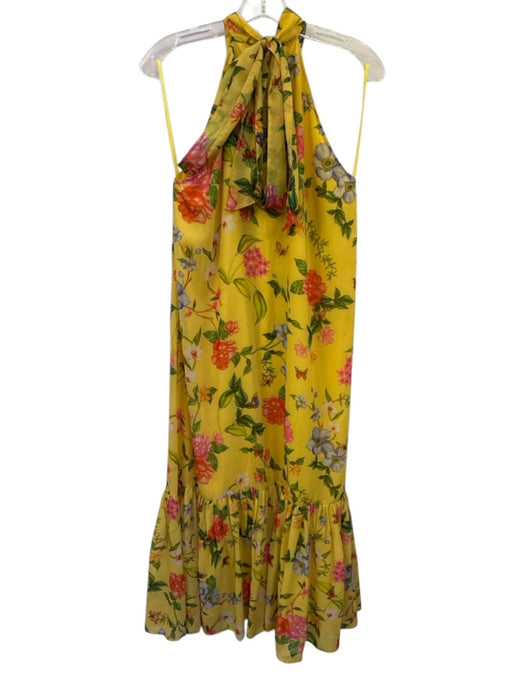 Alden Adair Size S Yellow & Multi Polyester Chiffon Floral high neck Midi Dress Yellow & Multi / S