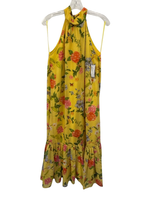 Alden Adair Size S Yellow & Multi Polyester Chiffon Floral high neck Midi Dress Yellow & Multi / S