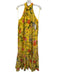 Alden Adair Size S Yellow & Multi Polyester Chiffon Floral high neck Midi Dress Yellow & Multi / S