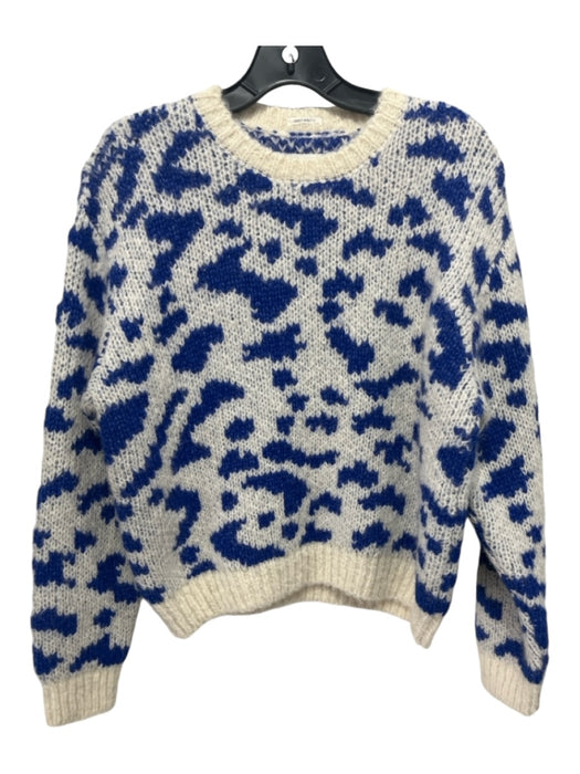 Mother Size Small Blue & White Alpaca Blend Long Sleeve Leopard Knit Sweater Blue & White / Small