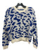 Mother Size Small Blue & White Alpaca Blend Long Sleeve Leopard Knit Sweater Blue & White / Small