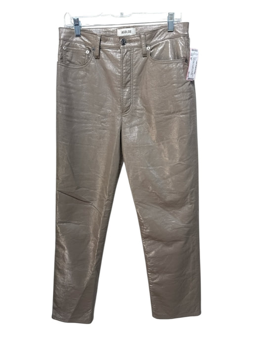 Agolde Size 28 Taupe Beige PU Leather High Rise Patent leather 5 Pocket Pants Taupe Beige / 28