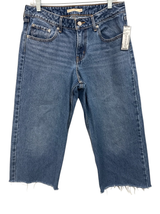 Levis Size 29 Medium Wash Cotton Denim Zip Fly Mid Rise Wide Leg Crop Jeans Medium Wash / 29