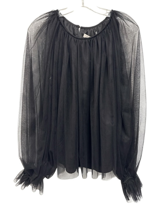 Trina Turk Size XS Black Polyester Mesh Long Sleeve Sheer Overlay Top Black / XS