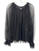 Trina Turk Size XS Black Polyester Mesh Long Sleeve Sheer Overlay Top Black / XS