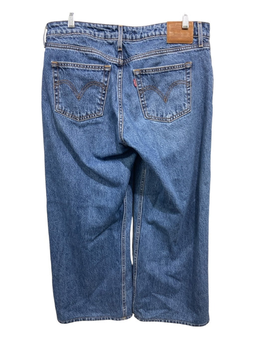 Levis Size 31 Medium Wash Cotton Denim Low Rise Whiskering Cropped Wide Jeans Medium Wash / 31