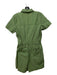 J Crew Size 4 Army Green Cotton Zip Front Short Sleeve Elastic Waist Romper Army Green / 4