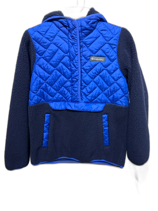 Columbia Size S Blue & Navy Polyester Front Pocket Button Up Hoodie Jacket Blue & Navy / S