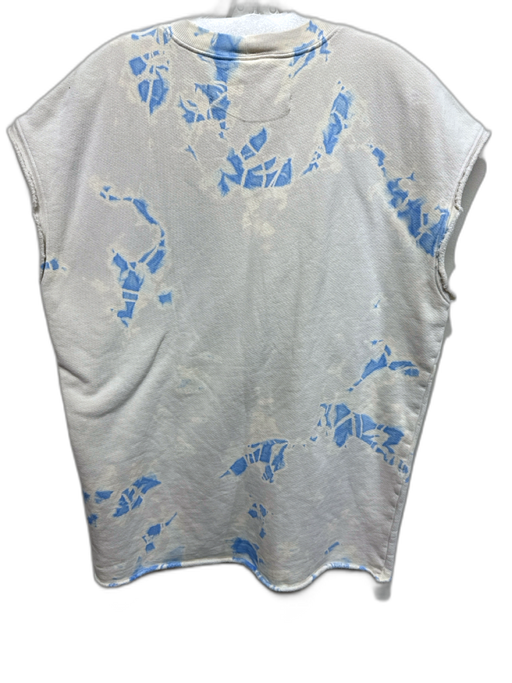 Raquel Allegra Size 1 White & Blue 100% Cotton Tie Dye Sleeveless Sweatshirt Top White & Blue / 1