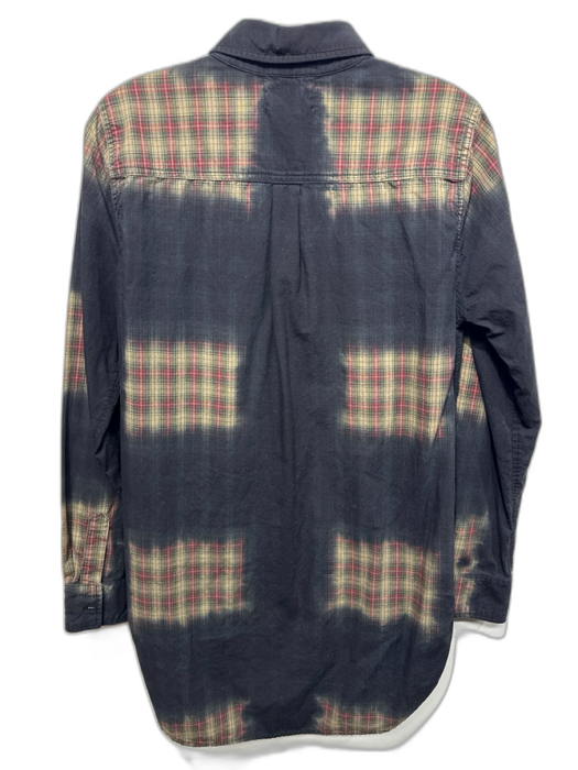 Monrow Size L Black & Multi Print Cotton Plaid Ombre Button up Top Black & Multi Print / L
