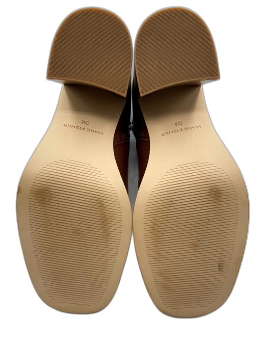 Marc Fisher Shoe Size 8M Brown Leather Wooden Heel Zip Up Boots Brown / 8M