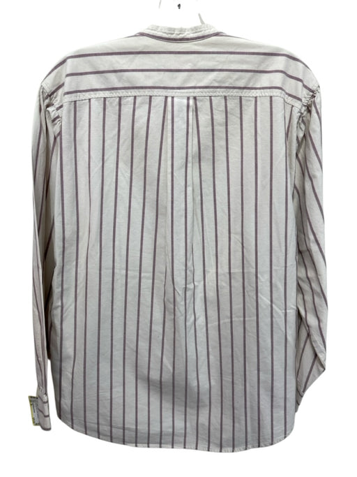 Isabel Marant Etoile Size 36 Cream & Purple Cotton Striped Button Up Shirt Top Cream & Purple / 36