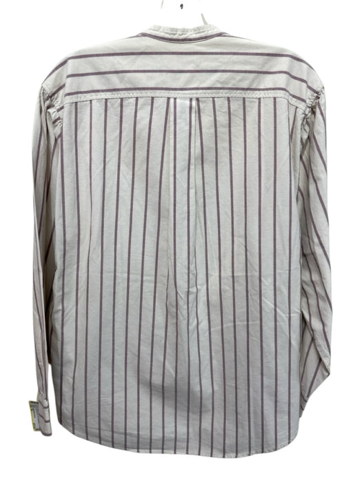 Isabel Marant Etoile Size 36 Cream & Purple Cotton Striped Button Up Shirt Top Cream & Purple / 36