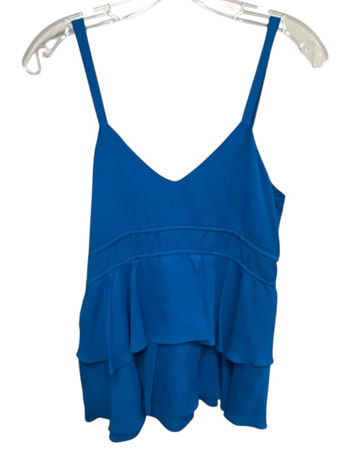 Karen Zambos Size 2 Blue Silk Sleeveless Drawstring Tie Detail Top Blue / 2