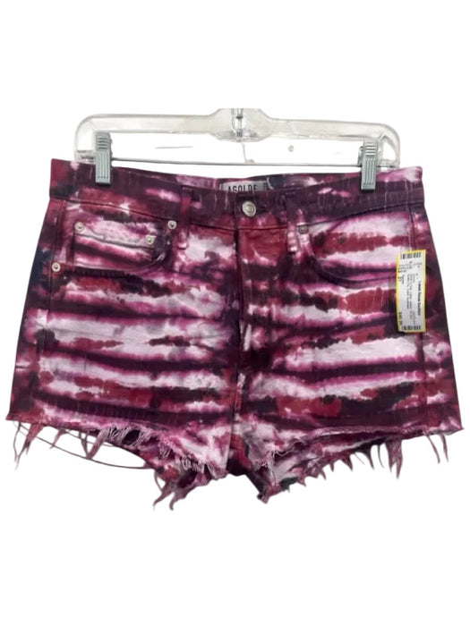 Agolde Size 27 White & Pink Cotton Denim Tie Dye Button Fly Cutoff Shorts White & Pink / 27