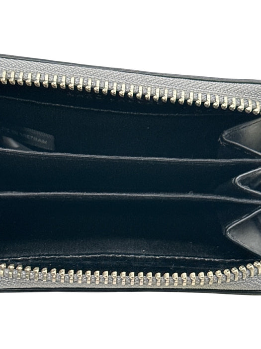 Marc Jacobs Gray Leather Zip Card Holder Silver Tone Hardware Wallets Gray