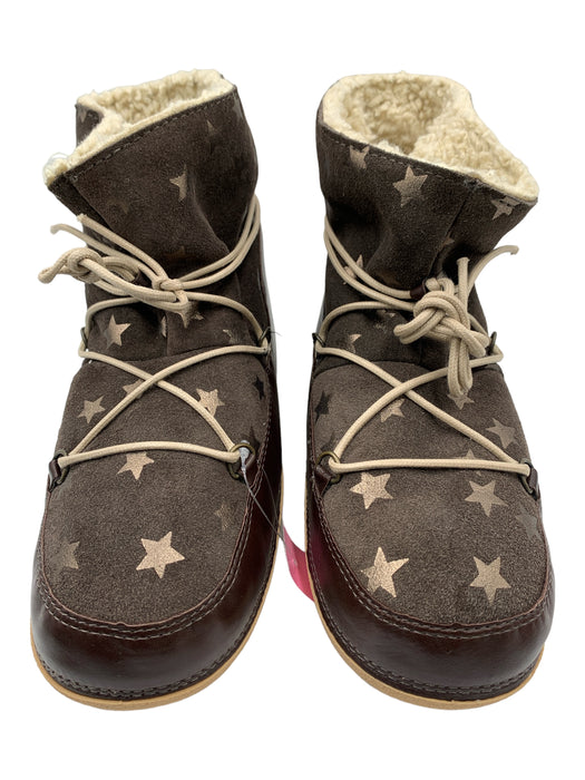 Anniel Shoe Size 40/41 Dark Brown Print Suede & Leather Stars Laces Boots Dark Brown Print / 40/41