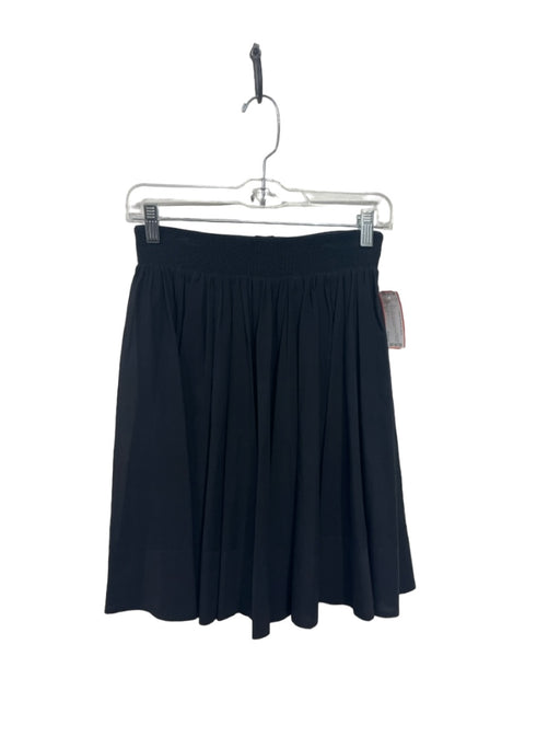 Rag & Bone Size 4/27 Black Silk & Lycra Elastic Waist Pleated Knee Length Skirt Black / 4/27