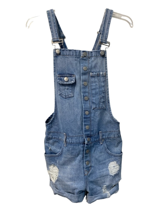 Lovers + Friends Size S Light Wash Cotton Blend Sleeveless Button Front Overalls Light Wash / S