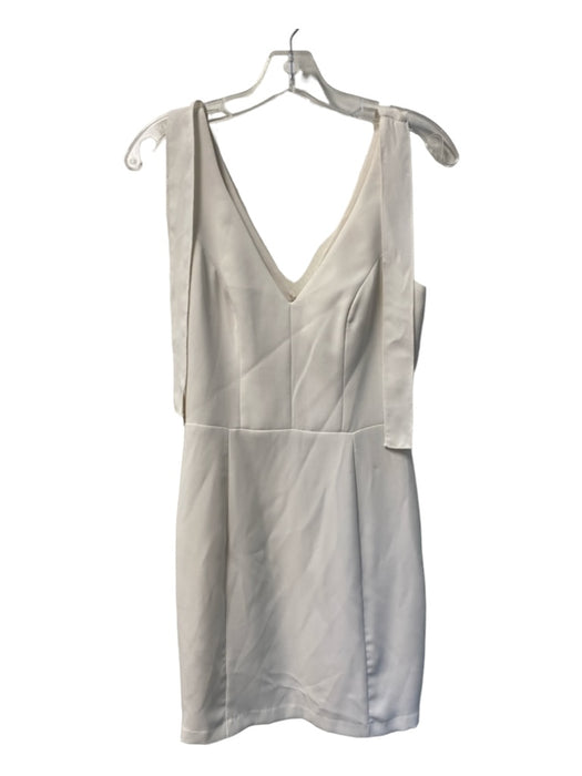 Amanda Up Richard Size P White Polyester V Neck Tie Sleeve Sleeveless Dress White / P