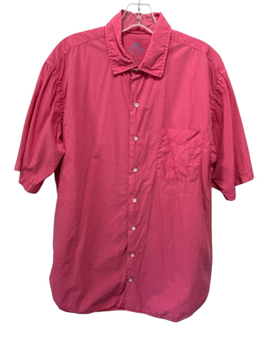 Peter Millar Size L Pink Cotton Button Down Men's Short Sleeve Shirt Pink / L