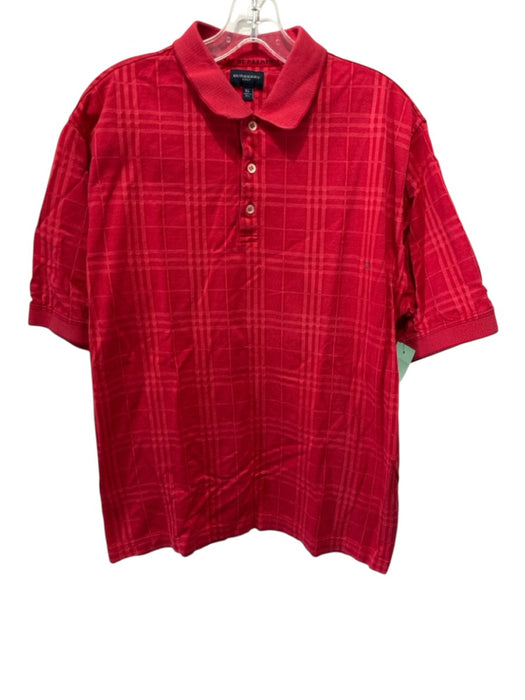 Burberry Golf Size XL Red Cotton Plaid Polo Men's Short Sleeve Red / XL