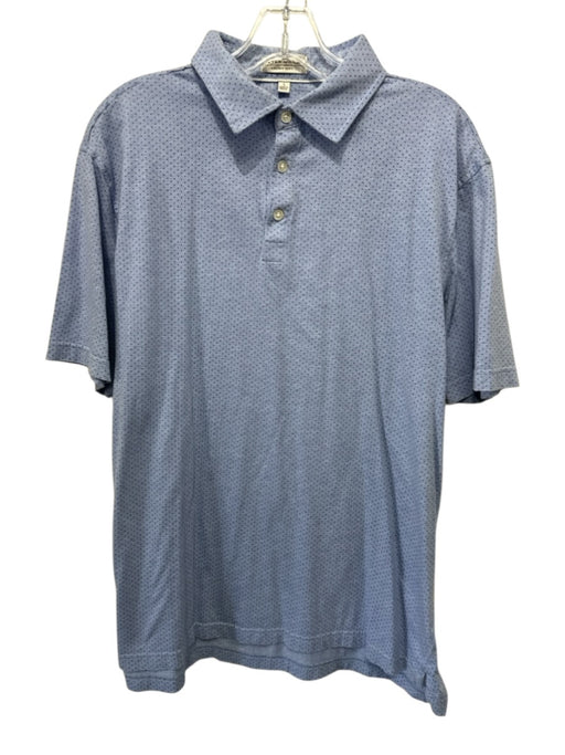 Peter Millar Size L Blue Cotton Polka Dot Polo Men's Short Sleeve Blue / L
