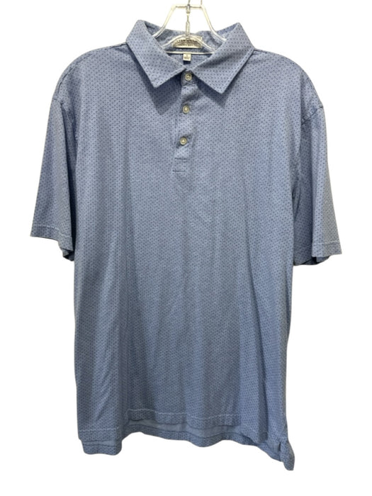 Peter Millar Size L Blue Cotton Polka Dot Polo Men's Short Sleeve Blue / L