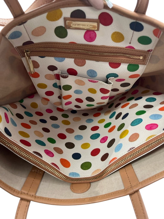 Tory Burch White & Multi Leather Top Handles Polka Dot Tote Bag White & Multi