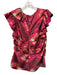 Ulla Johnson Size 6 Pink & Multi Silk Ruffle Back Zip Abstract Print Top Pink & Multi / 6
