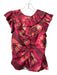 Ulla Johnson Size 6 Pink & Multi Silk Ruffle Back Zip Abstract Print Top Pink & Multi / 6