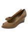 Stuart Weitzman Shoe Size 6.5 Beige Patent Peep Toe Closed Heel Wedges Beige / 6.5