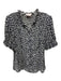 Selkie Size XL Black & Gray Polyester Floral Shoulder Pads Puff Short Sleeve Top Black & Gray / XL