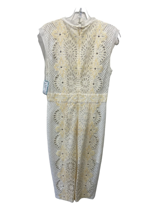 Veronica Beard Size 6 White & Cream Cotton Blend Floral Lace Overlay Dress White & Cream / 6