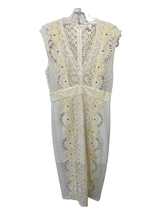 Veronica Beard Size 6 White & Cream Cotton Blend Floral Lace Overlay Dress White & Cream / 6