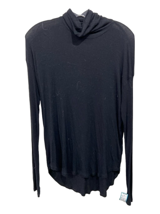 Majestic Filatures Size 3/L Black Viscose Blend Ribbed Long Sleeve Top Black / 3/L