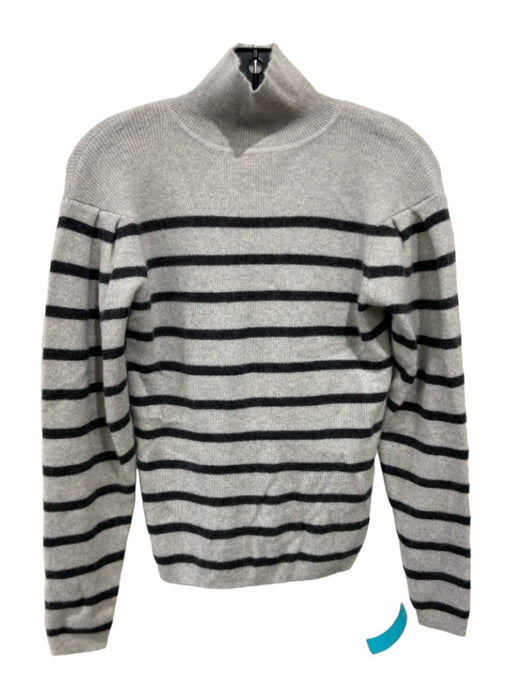 C by bloomingdales Size XS Gray & Black Cashmere Striped Turtleneck Sweater Gray & Black / XS