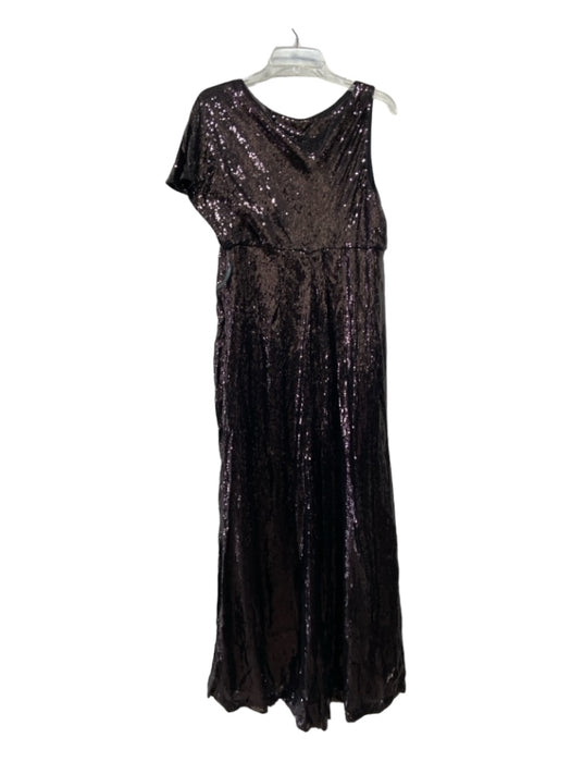 Badgley Mischka Collection Size 8 Brown Silk All Over Sequins One Shoulder Gown Brown / 8