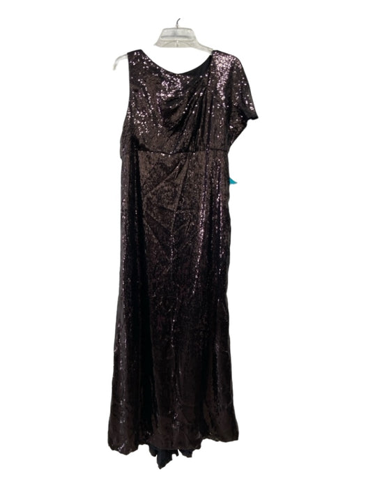 Badgley Mischka Collection Size 8 Brown Silk All Over Sequins One Shoulder Gown Brown / 8