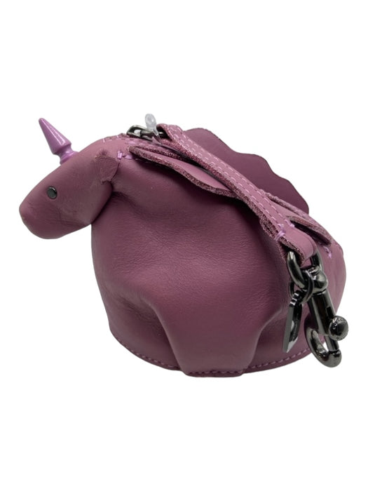 Coach Purple Leather Unicorn Pewter Hardware Top Zip Coin Purse Purple