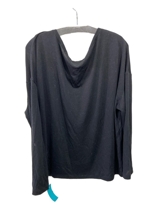 All Saints Size S Black Polyester Wide Neck Long Sleeve Top Black / S