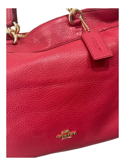 Coach Red Leather Double Top Handle Gold Hardware Crossbody Top Zip Bag Red / S